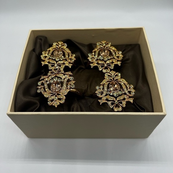 L’objet gold plated & Swarovski Crystal Napkin Rings RARE-NO LONGER AVAILABLE - Picture 3 of 4